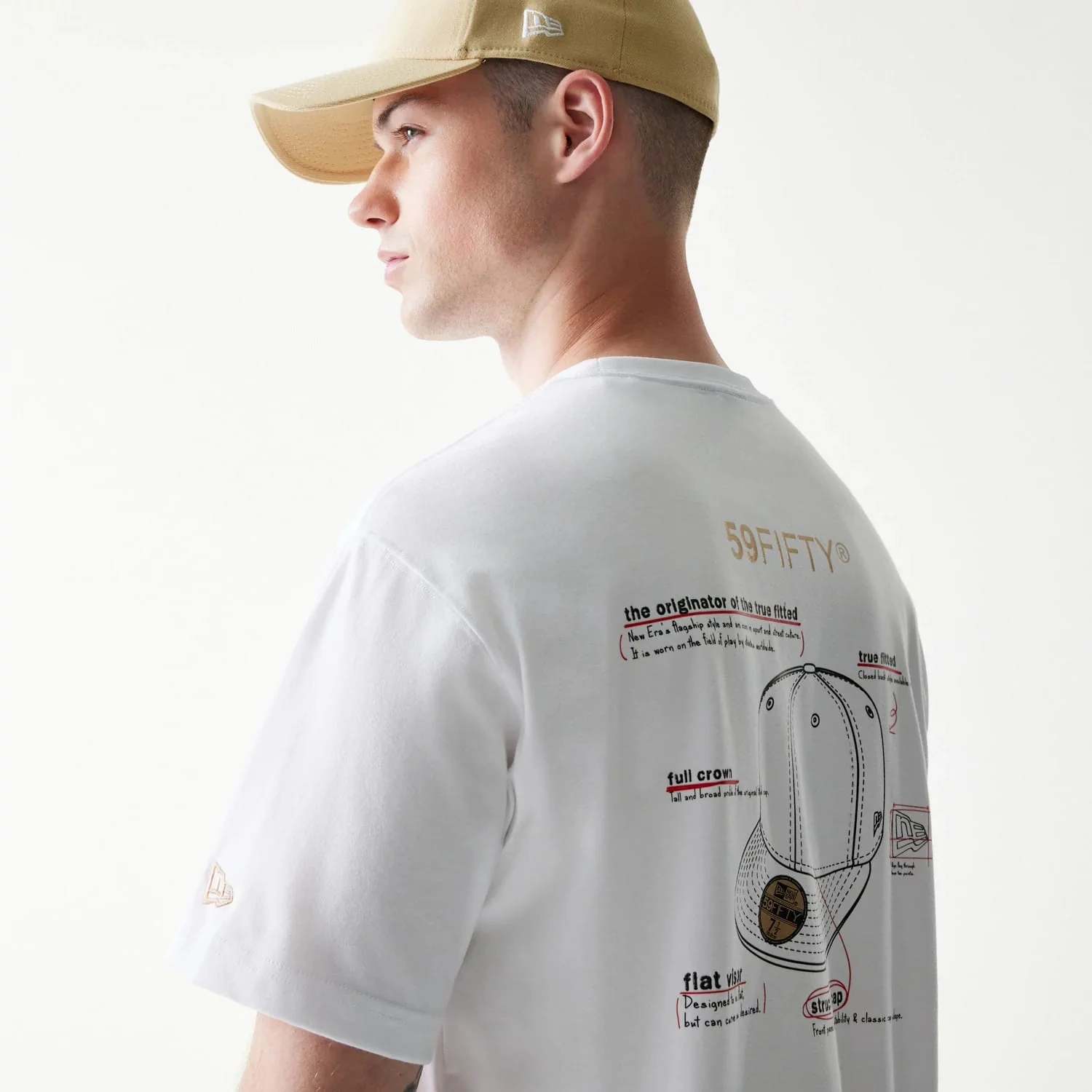 59FIFTY Fitted Cap Description Graphic White T-Shirt - Image 5
