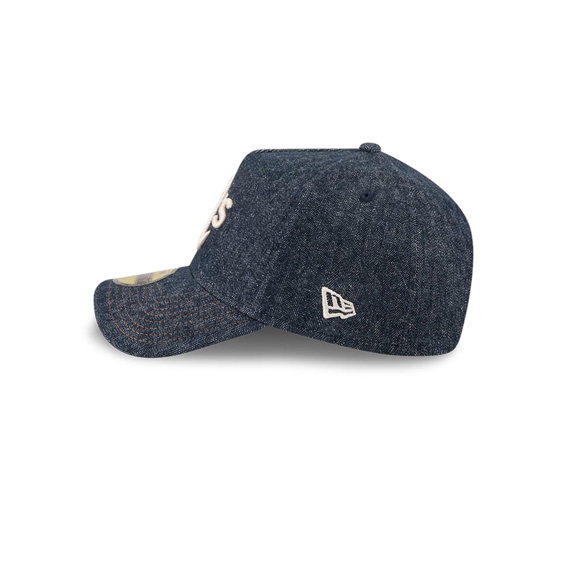Athletics MLB Herringbone Denim Navy 59FORTY A-Frame Fitted Cap - Image 5