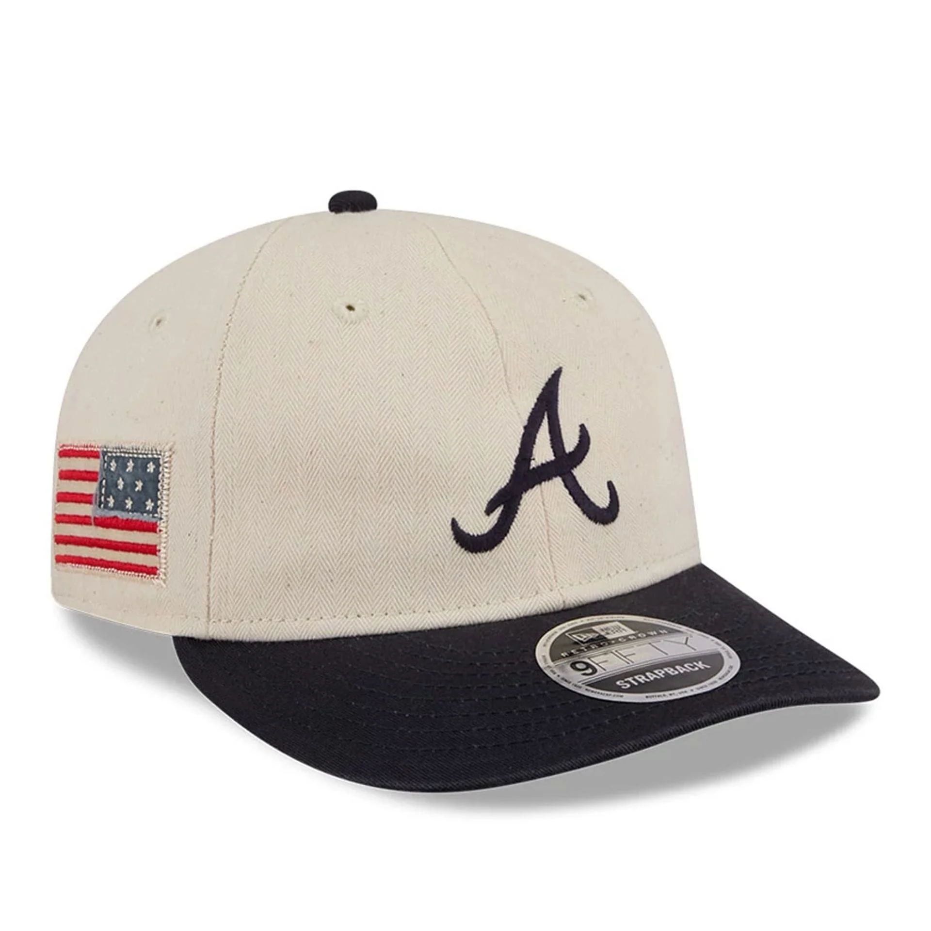 Atlanta Braves MLB Americana Herringbone White Retro Crown 9FIFTY Adjustable Cap