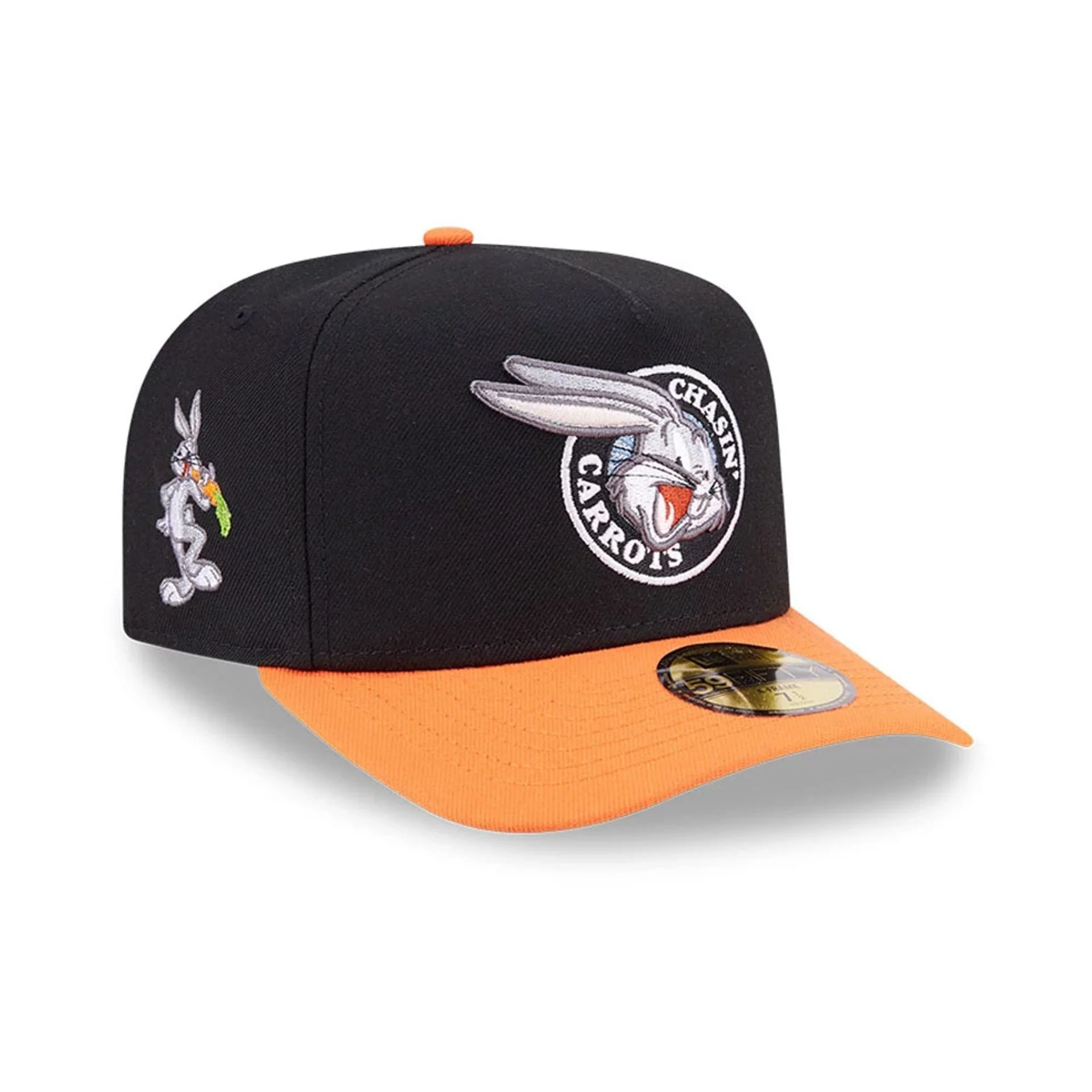 Bugs Bunny Looney Tunes Chasin Carrots Black 59FIFTY A-Frame Fitted Cap