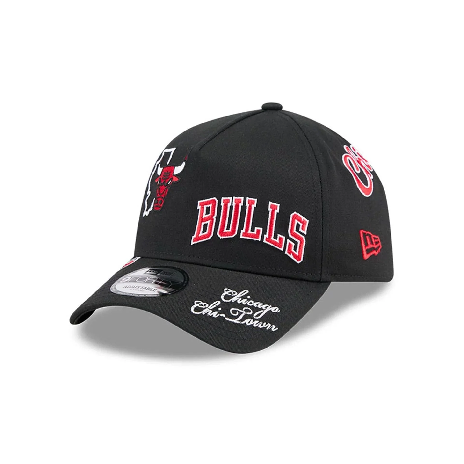 Chicago Bulls NBA All Over Black 9FORTY A-Frame Adjustable Cap