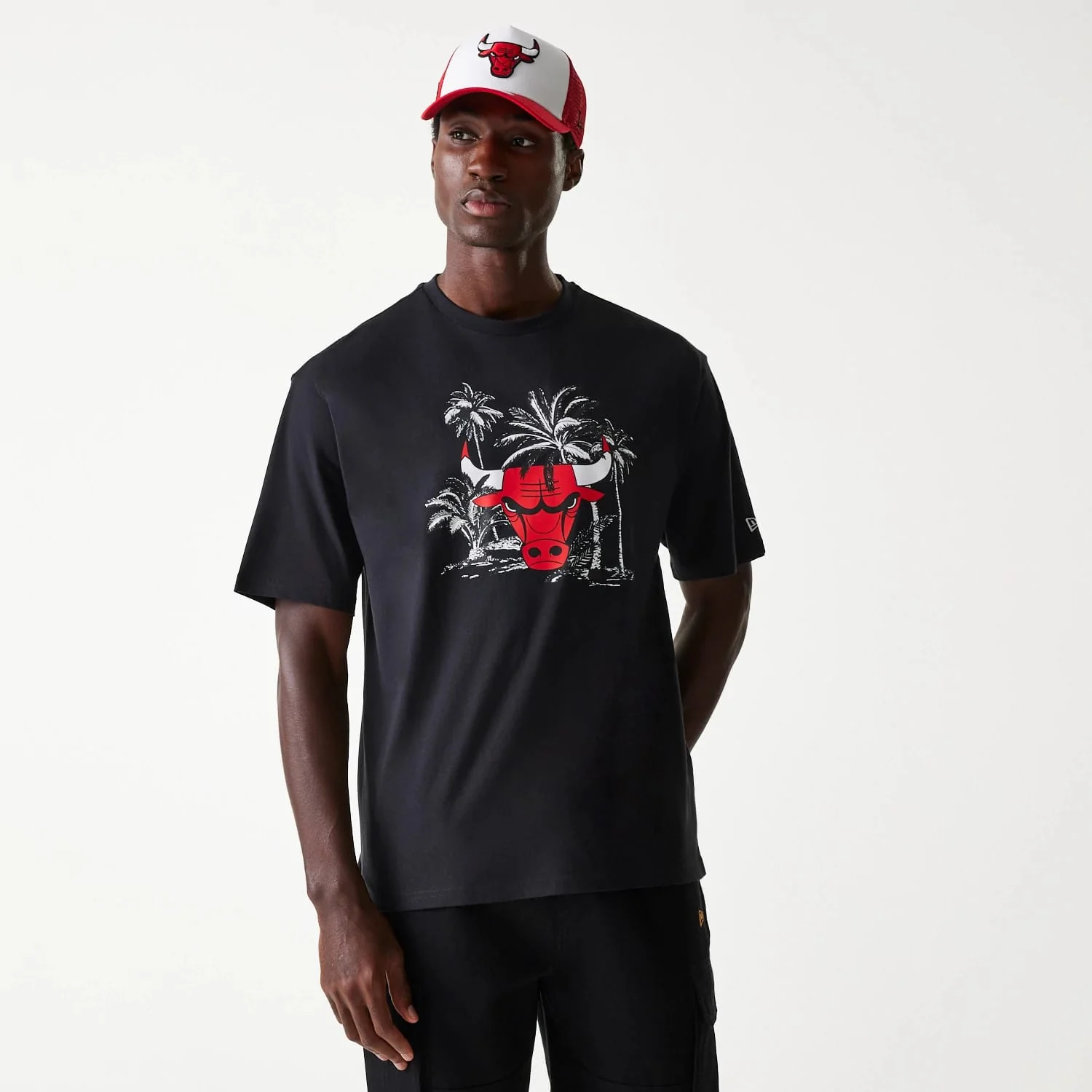 Chicago Bulls NBA Palm Tree Black Oversized T-Shirt
