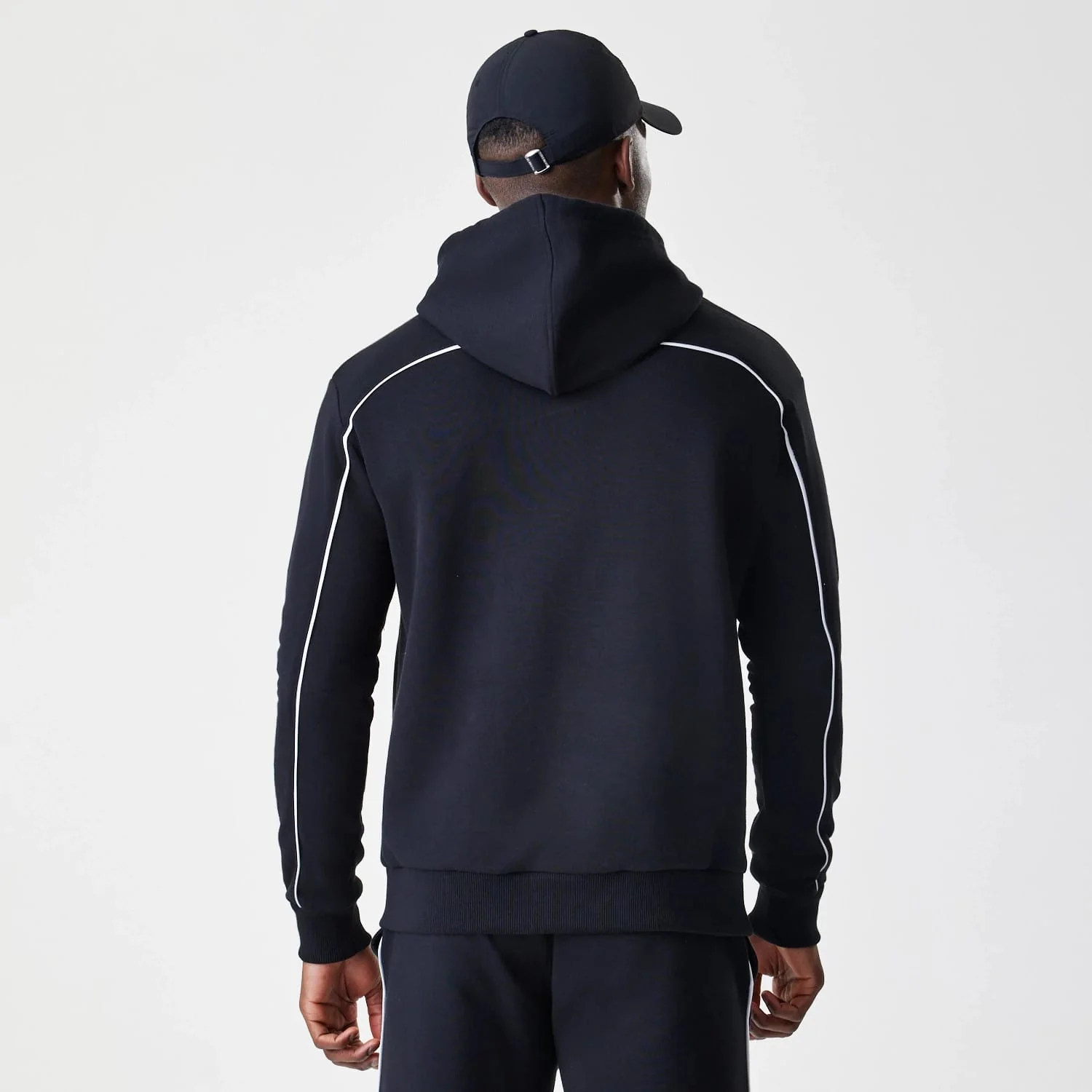 Chicago Bulls NBA Piping Stripe Black Oversized Pullover Hoodie - Image 2