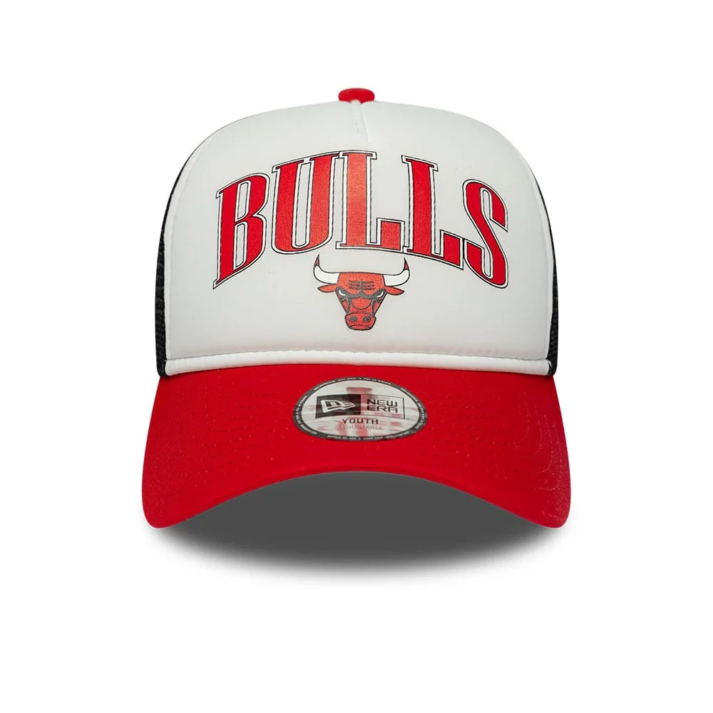Chicago Bulls Youth NBA Retro Red 9FORTY A-Frame Trucker Cap - Image 2