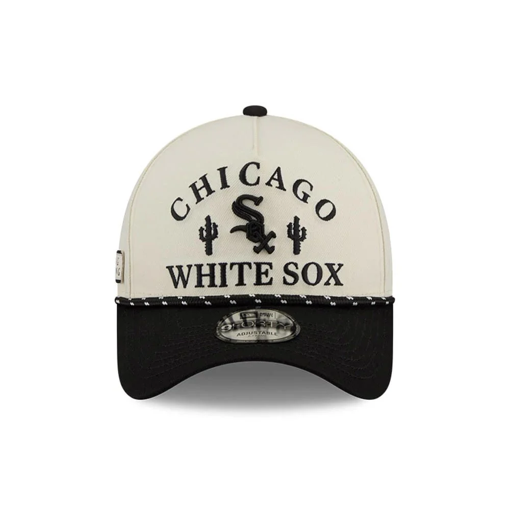 Chicago White Sox MLB Rope Black 9FORTY A-Frame Adjustable Cap - Image 3