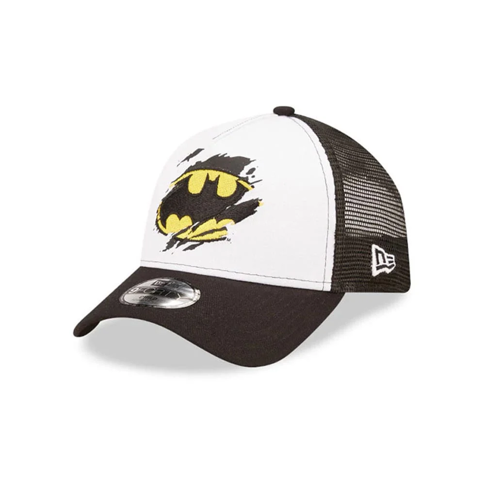 Child DC Batman White 9FORTY A-Frame Trucker Adjustable Cap