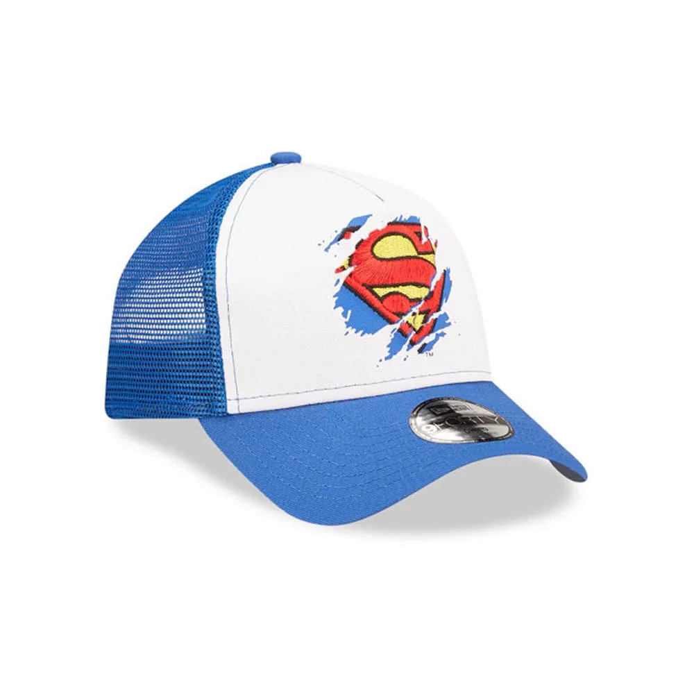 Child DC Superman White 9FORTY A-Frame Trucker Adjustable Cap - Image 3
