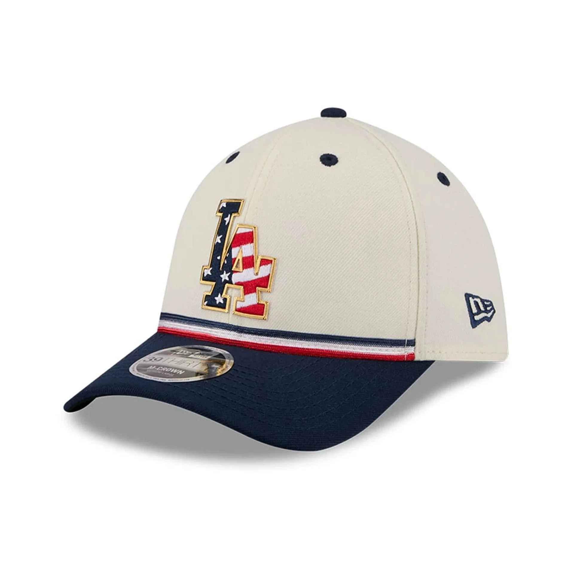 Dodgers MLB 4th Of July 2026 Cream 39THIRTY M-Crown Stretch Fit Cap - Image 3