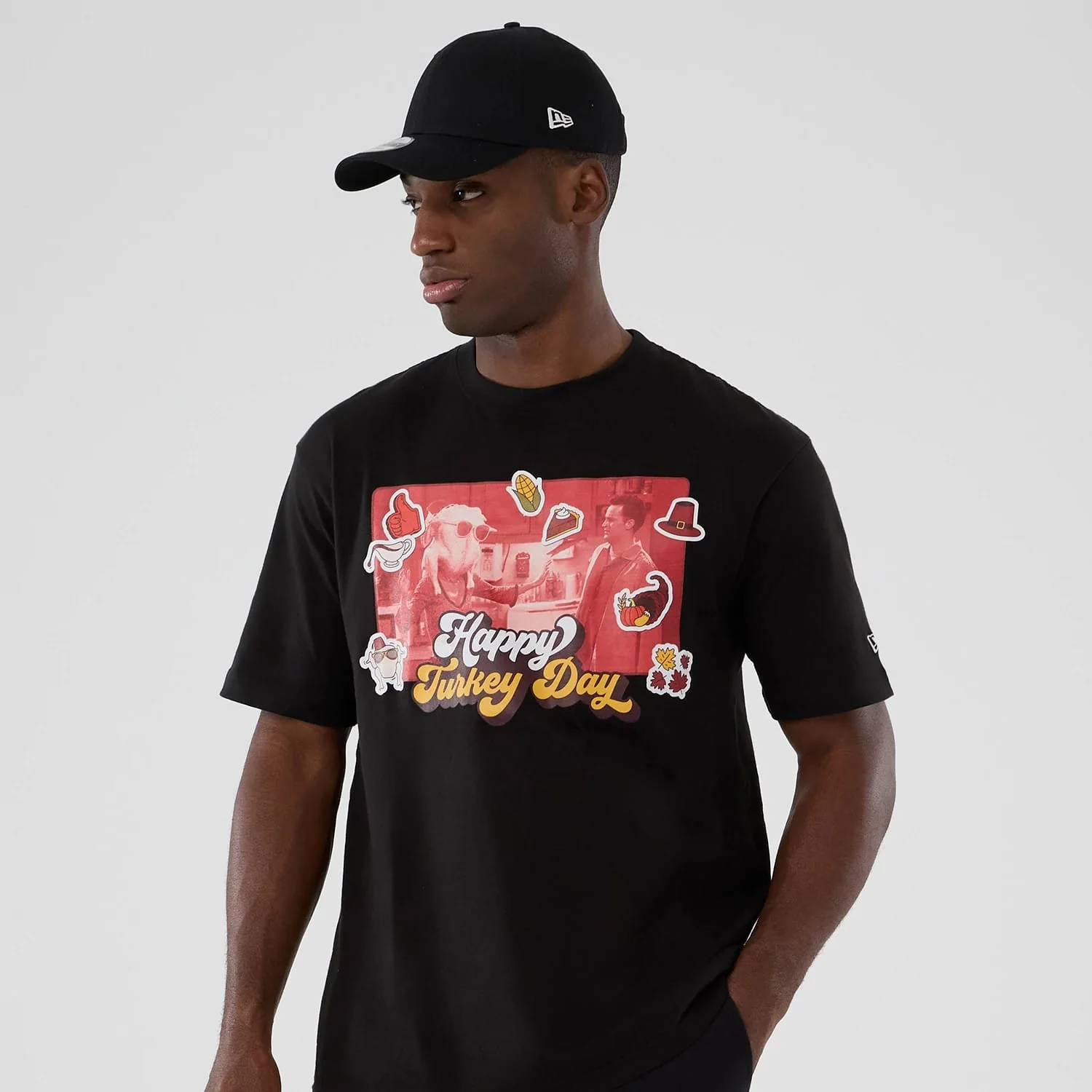Friends Turkey Head Lifestyle Graphic Black T-Shirt - Image 7