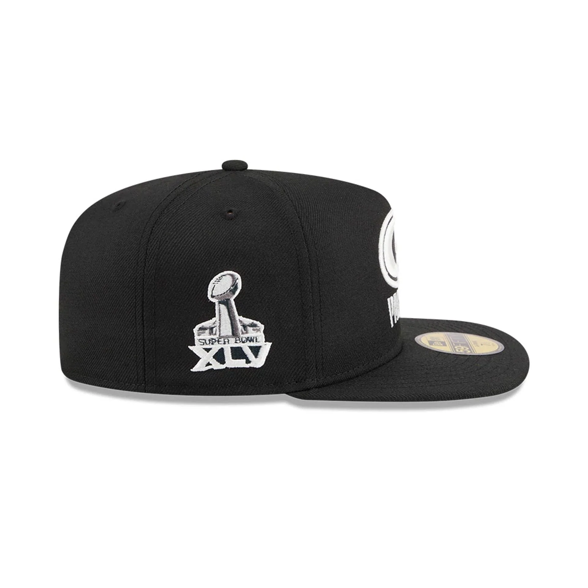 Green Bay Packers NFL Chiseled Embroidery Black 59FIFTY A-Frame Fitted Cap - Image 6
