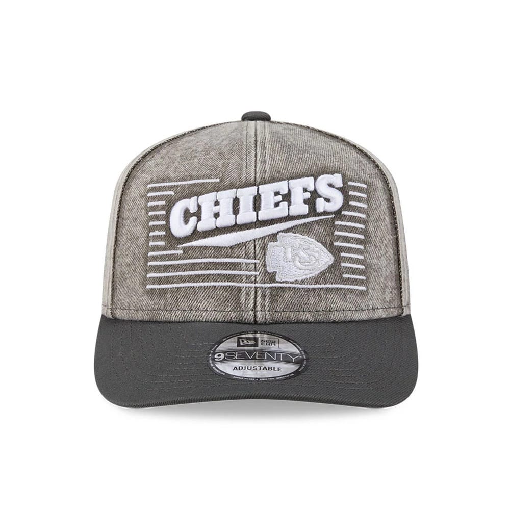 Kansas City Chiefs NFL Washed Denim Dark Grey 9SEVENTY Stretch Snap Cap - Image 2