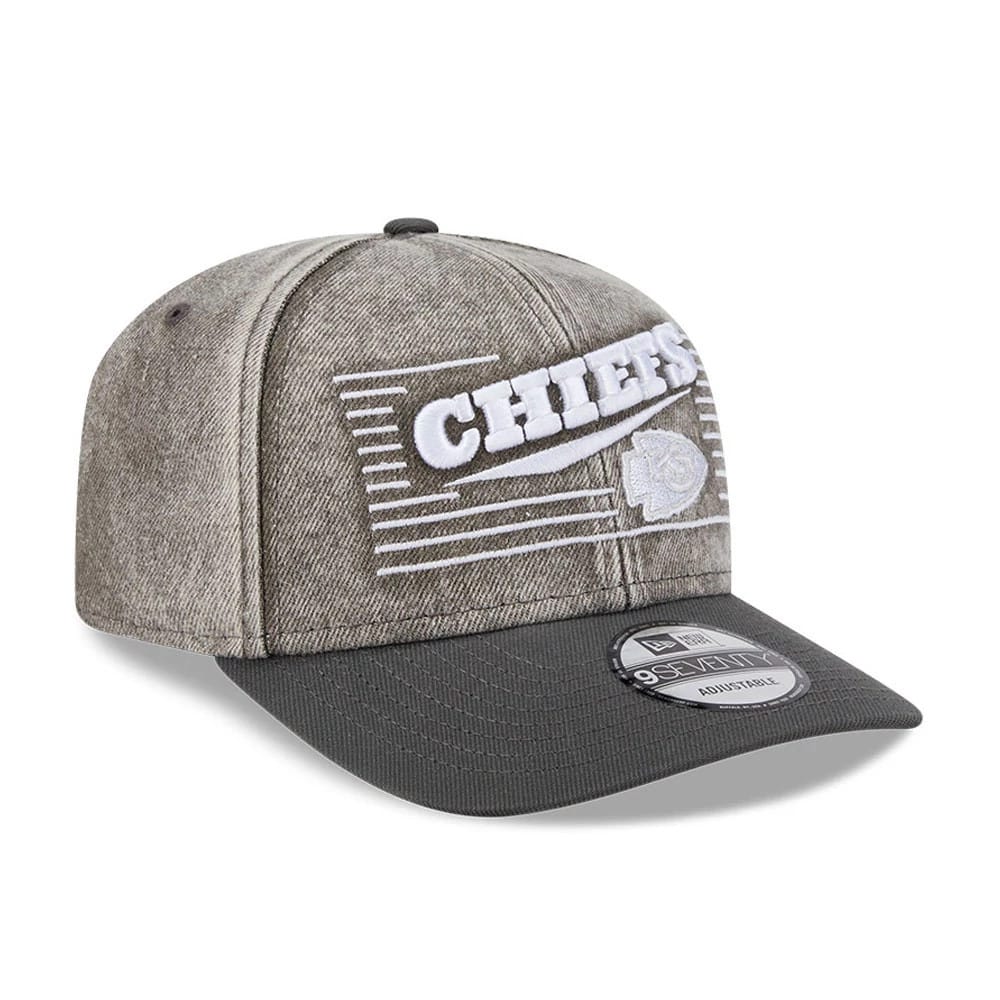 Kansas City Chiefs NFL Washed Denim Dark Grey 9SEVENTY Stretch Snap Cap - Image 3