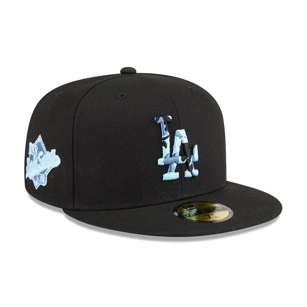 LA Dodgers MLB Camo Infill Black 59FIFTY Fitted Cap