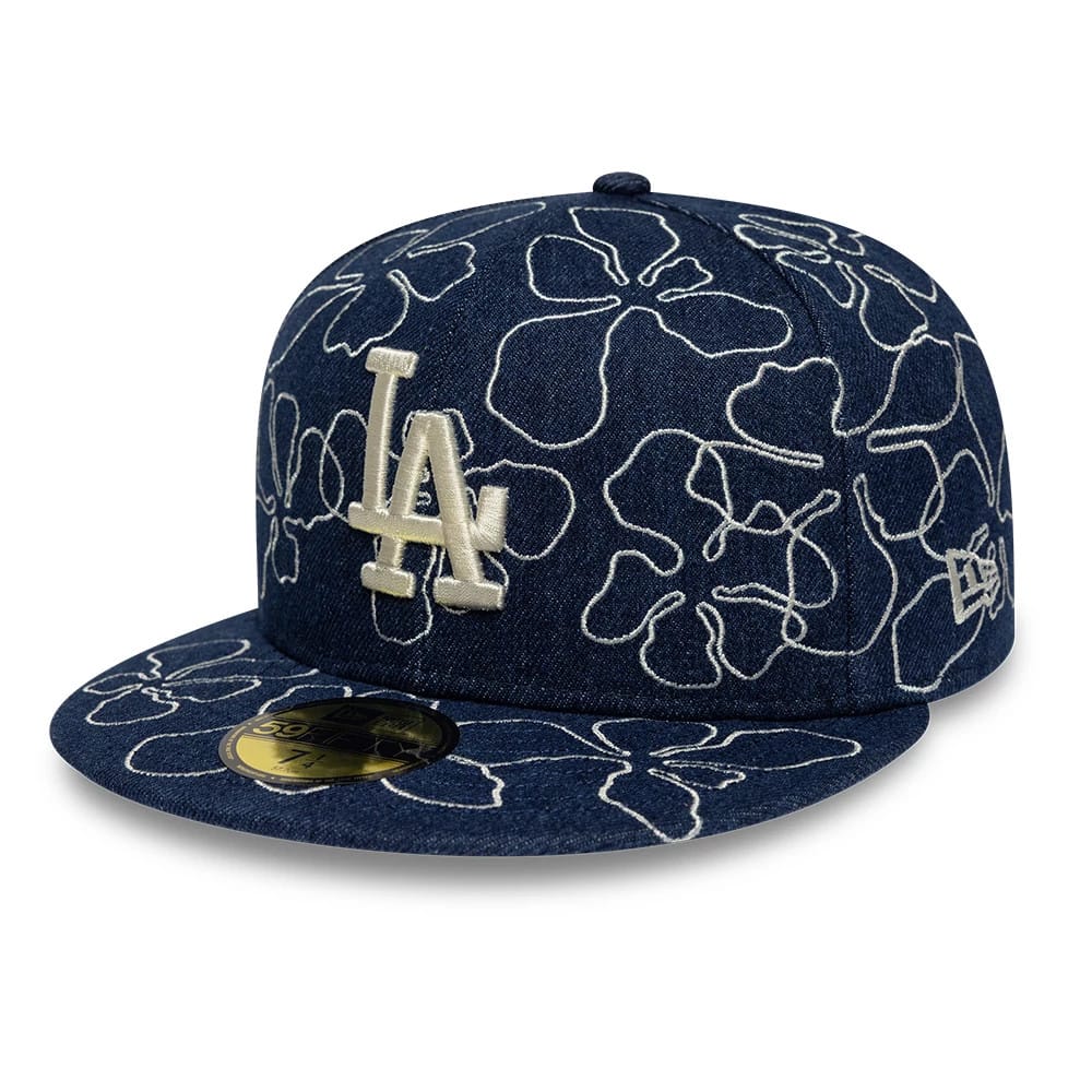 LA Dodgers MLB Floral Denim Blue 59FIFTY Fitted Cap