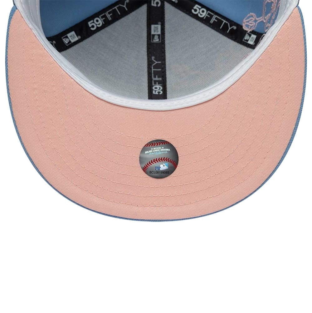LA Dodgers MLB Floral Outline Pastel Blue 59FIFTY Fitted Cap - Image 2