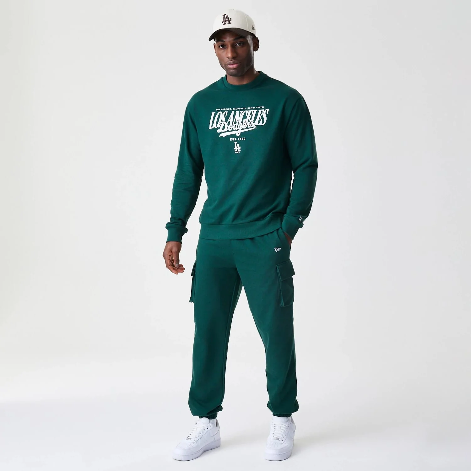 LA Dodgers MLB Script Dark Green Crew Neck Sweater - Image 8