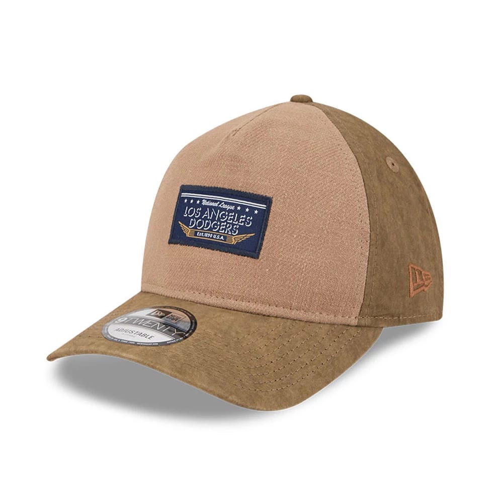 LA Dodgers MLB Utility Linen Open Brown 9TWENTY A-Frame Adjustable Cap - Image 3