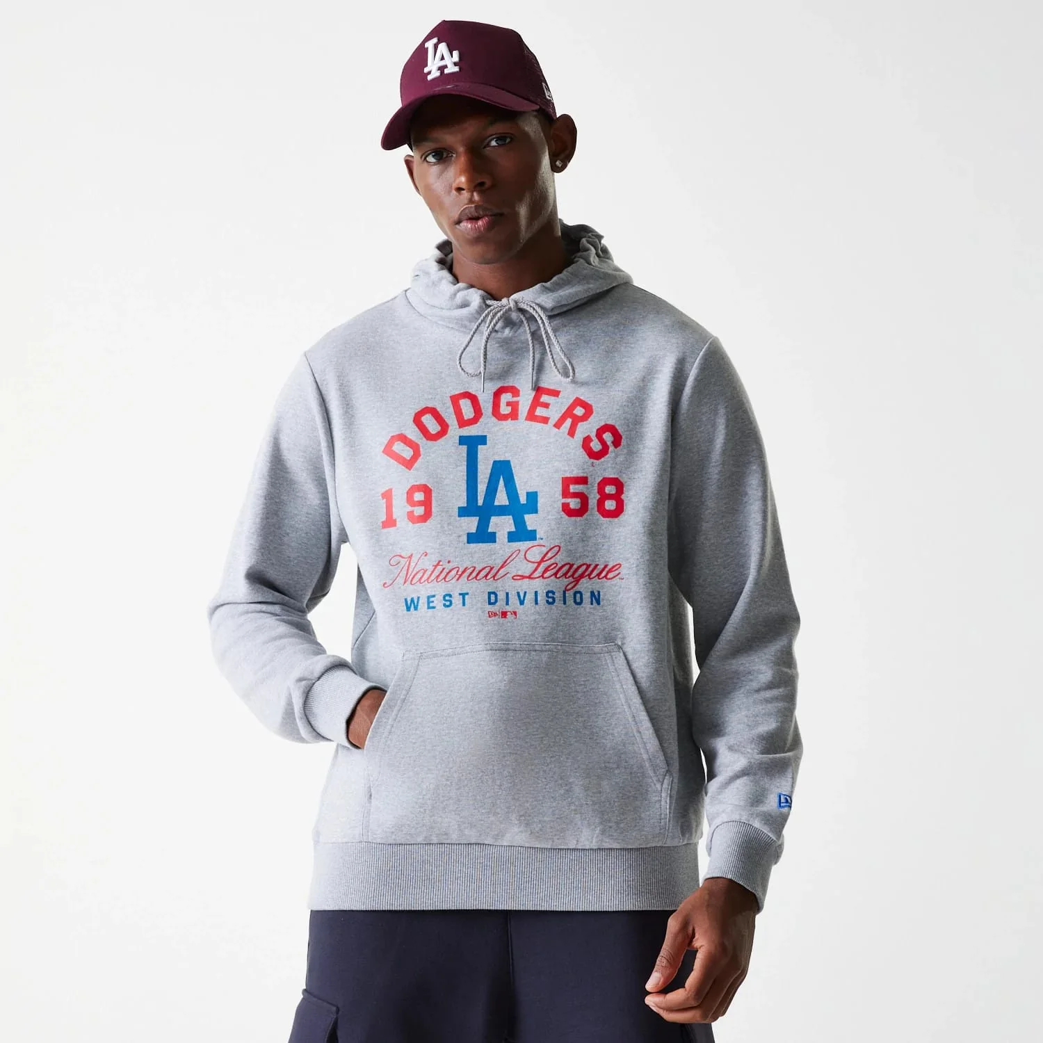 LA Dodgers MLB Wordmark Grey Pullover Hoodie