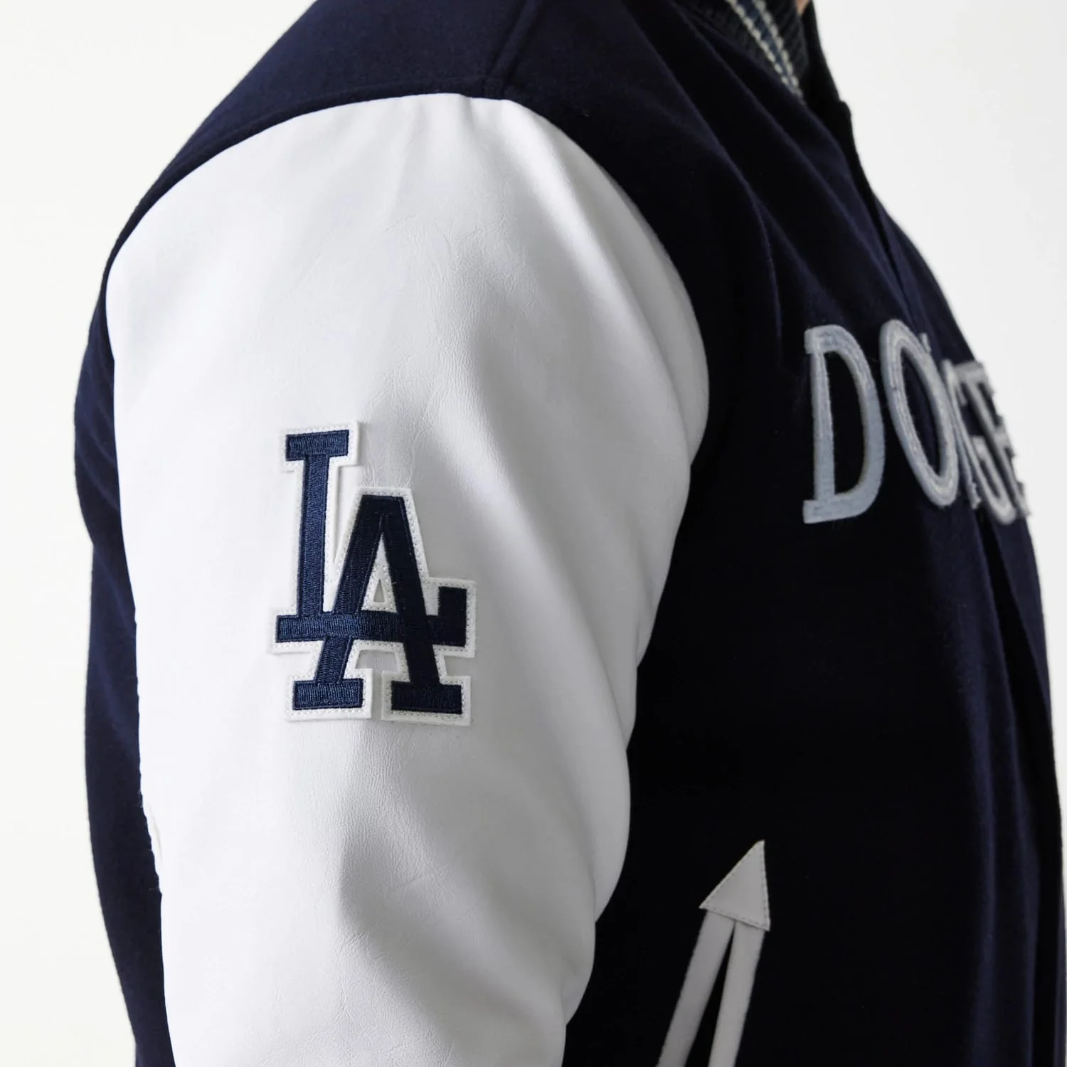 LA Dodgers MLB Wordmark Navy Varsity Jacket - Image 4