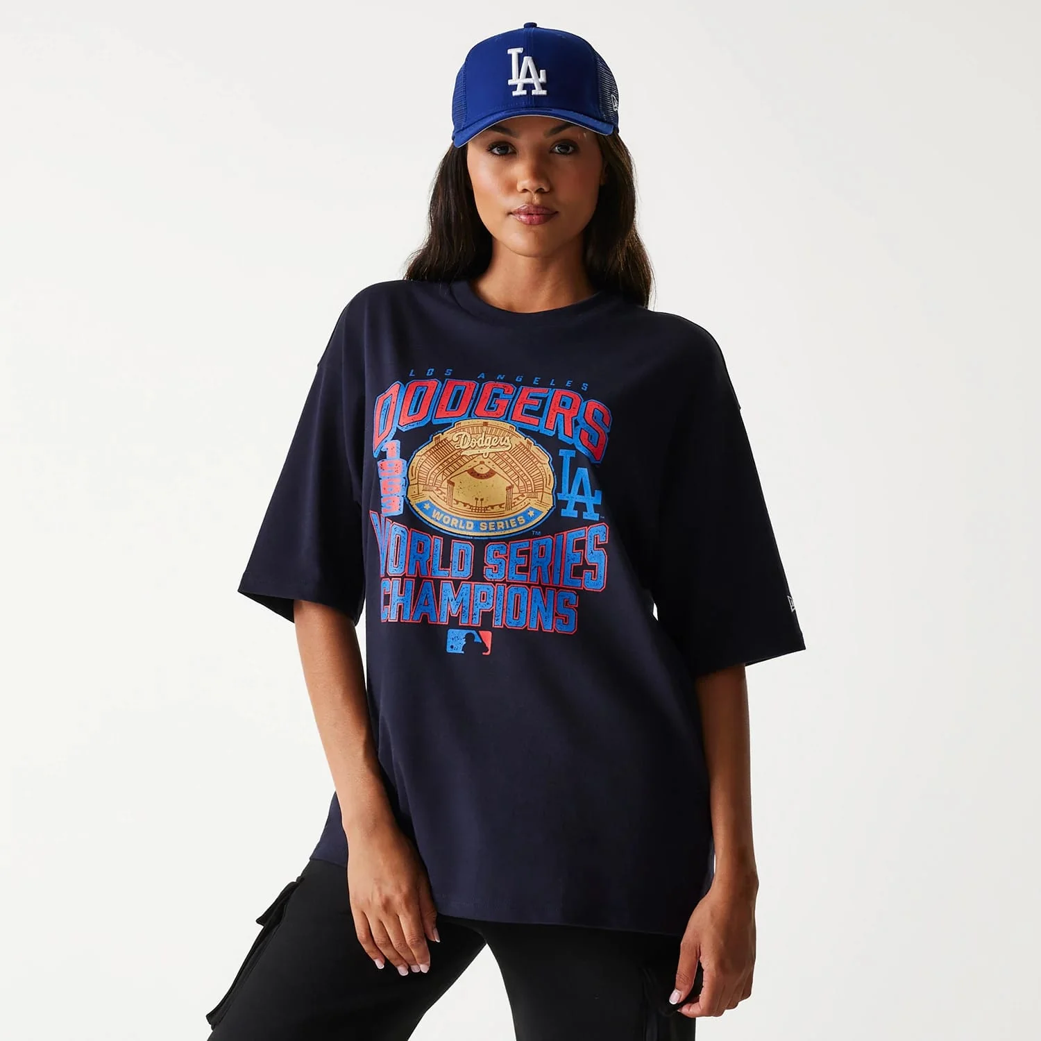 LA Dodgers MLB World Series Navy Oversized T-Shirt - Image 4