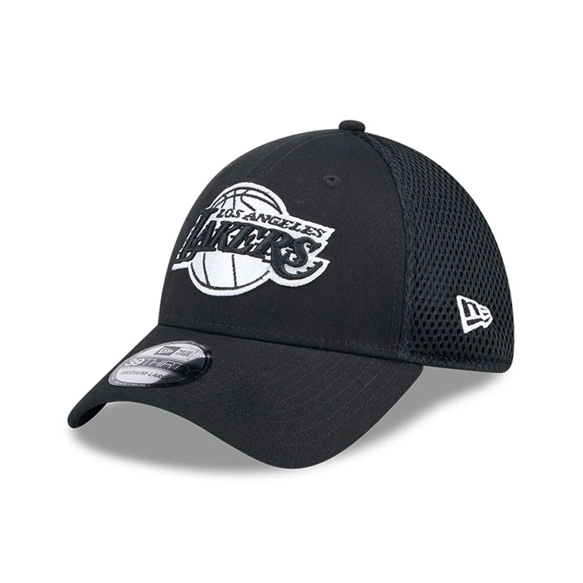 LA Lakers NBA Evergreen Neo Black 39THIRTY Stretch Fit Cap