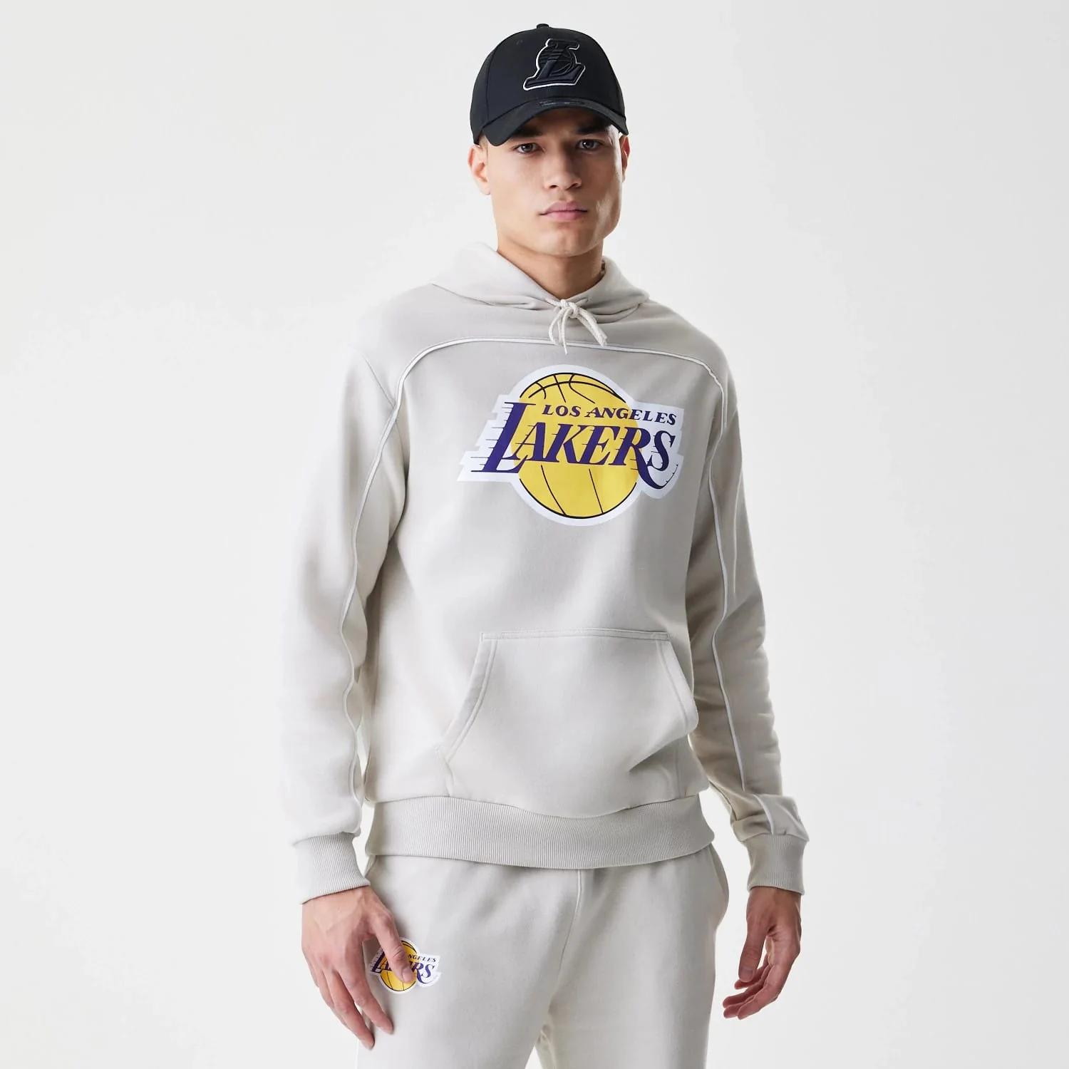 LA Lakers NBA Piping Cream Oversized Pullover Hoodie