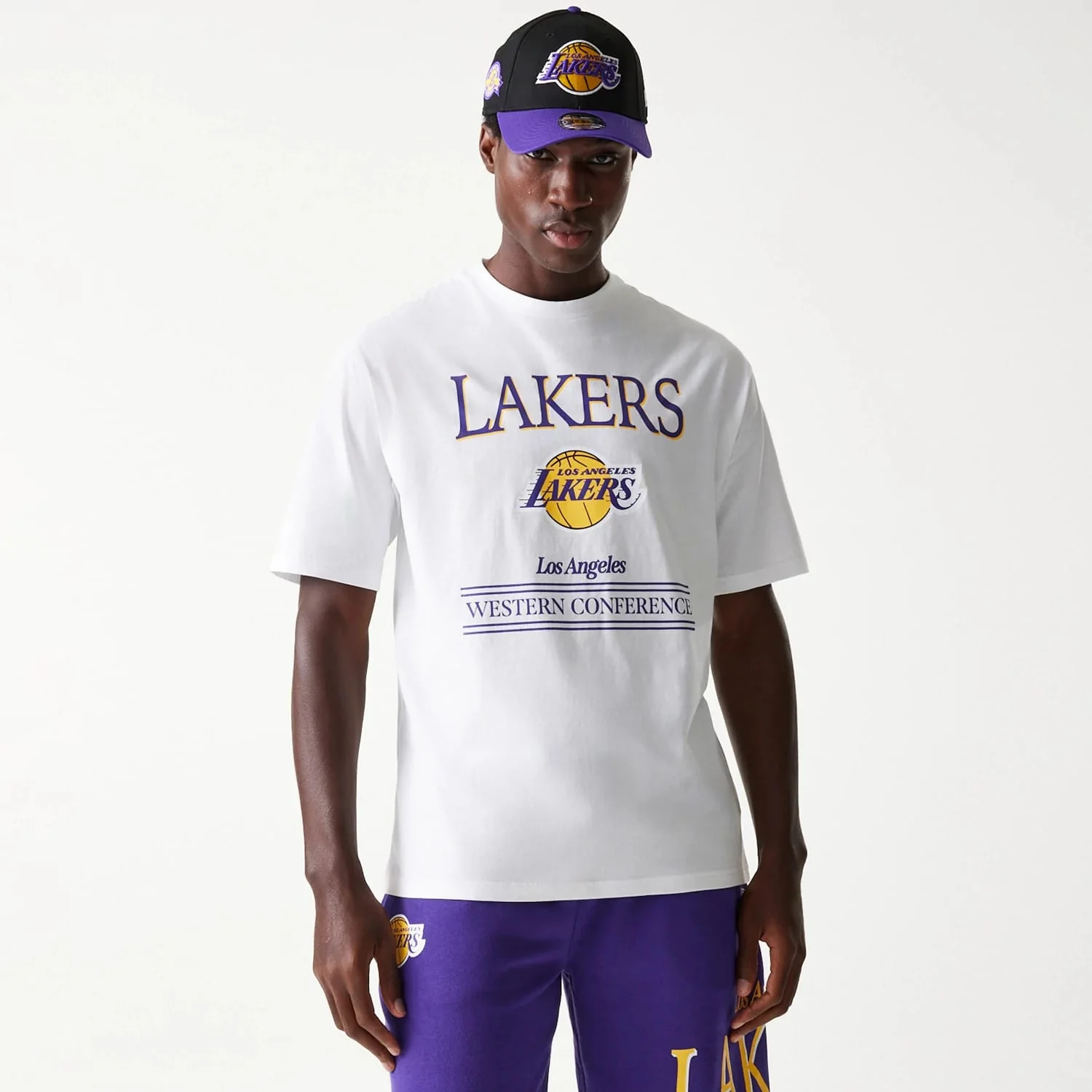 LA Lakers NBA Team Graphic White Oversized T-Shirt