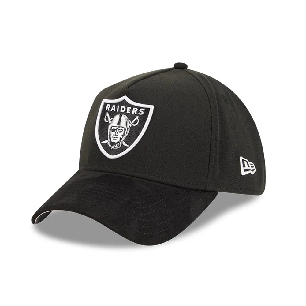Las Vegas Raiders NFL Suede Black 39THIRTY A-Frame Stretch Fit Cap