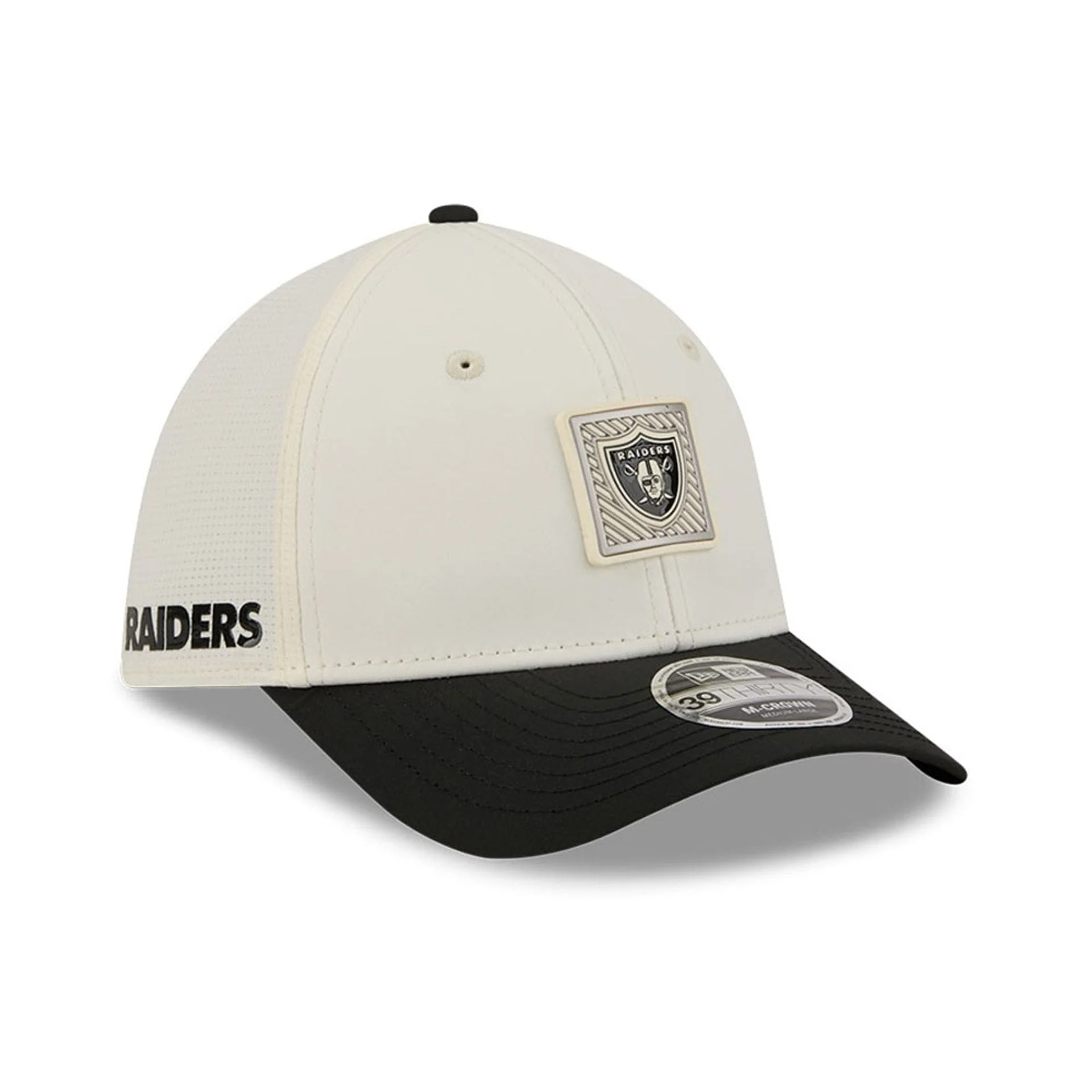 Las Vegas Raiders NFL Training 2026 White 39THIRTY M-Crown Stretch Fit Cap
