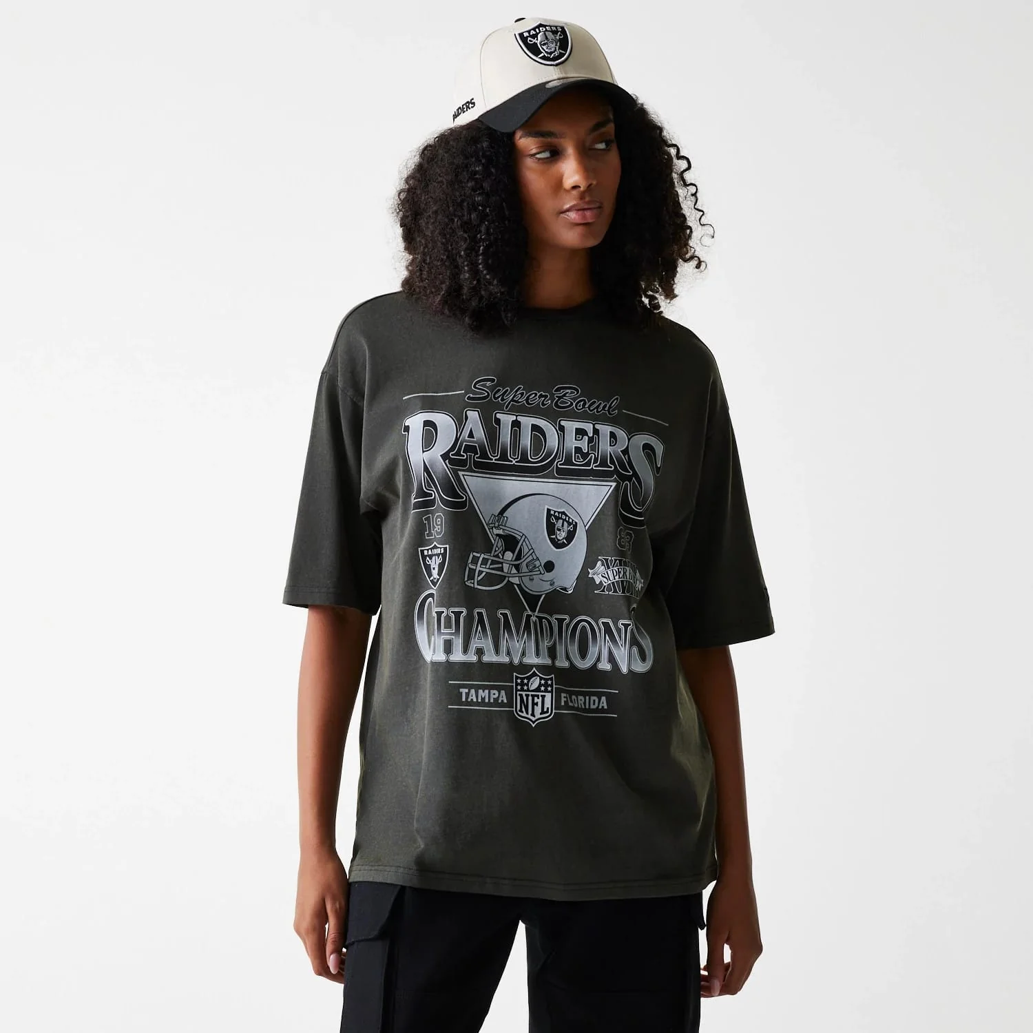 Las Vegas Raiders NFL Washed Super Bowl Grey Oversized T-Shirt - Image 4