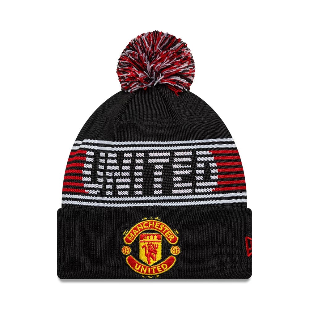 Manchester United FC Black Bobble Knit Beanie Hat