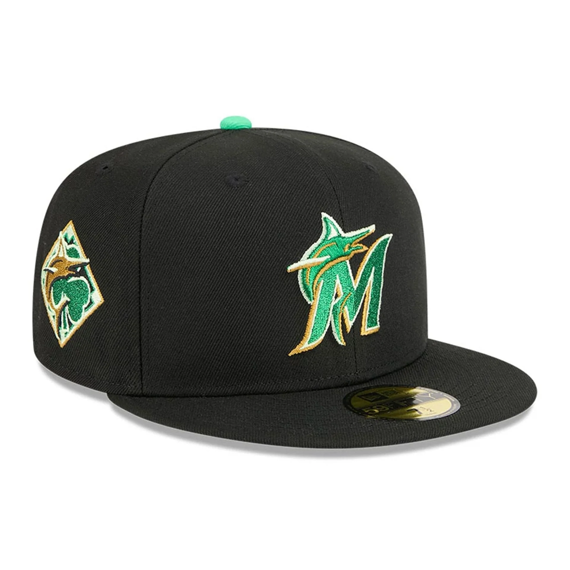 Miami Marlins MLB Saint Patrick's Day Black 59FIFTY Fitted Cap
