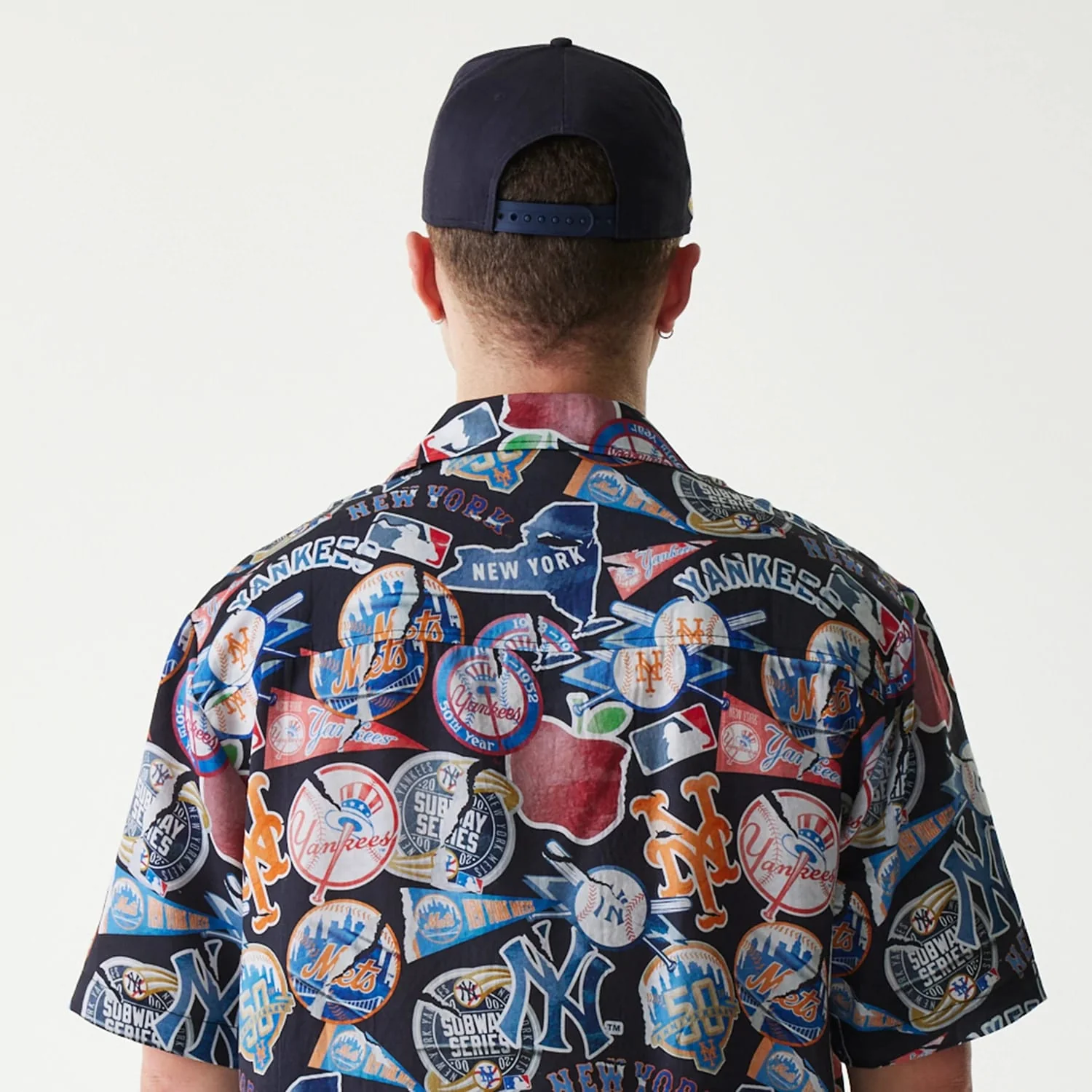 MLB Subway Series All Over Print Navy Short Sleeve Shirt - Image 7