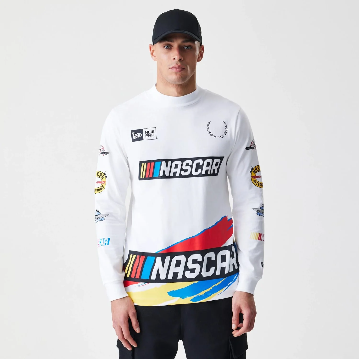 Nascar Generic Logo Modern Driver White Long Sleeve T-Shirt