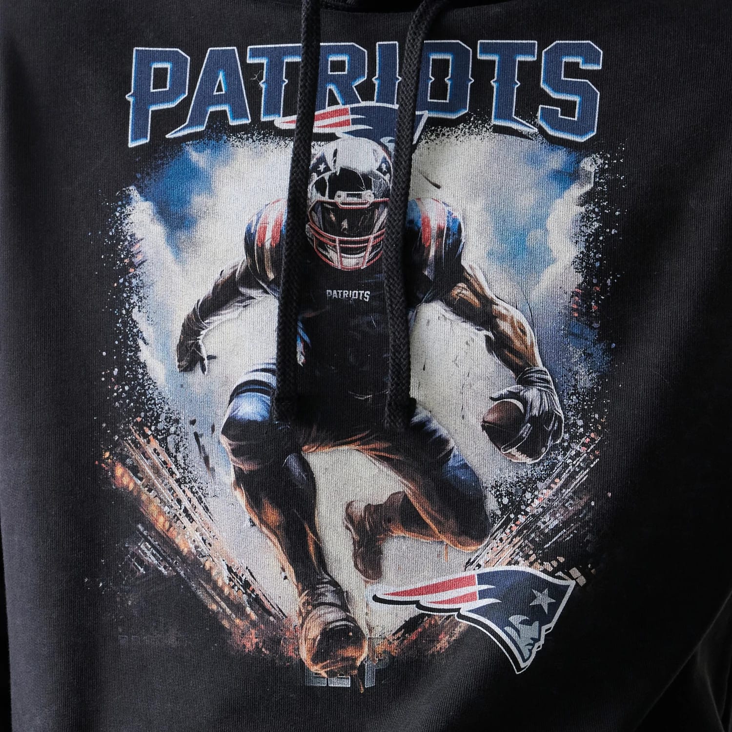 New England Patriots NFL Games Premium Apparel Black Oversized Pullover Hoodie - Image 5