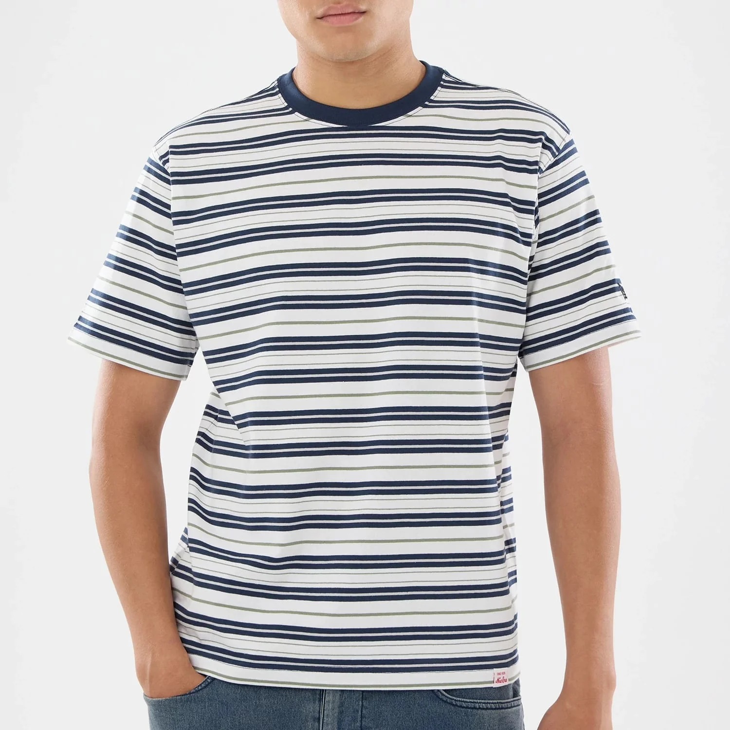 New Era Boarder Stripe White T-Shirt - Image 4