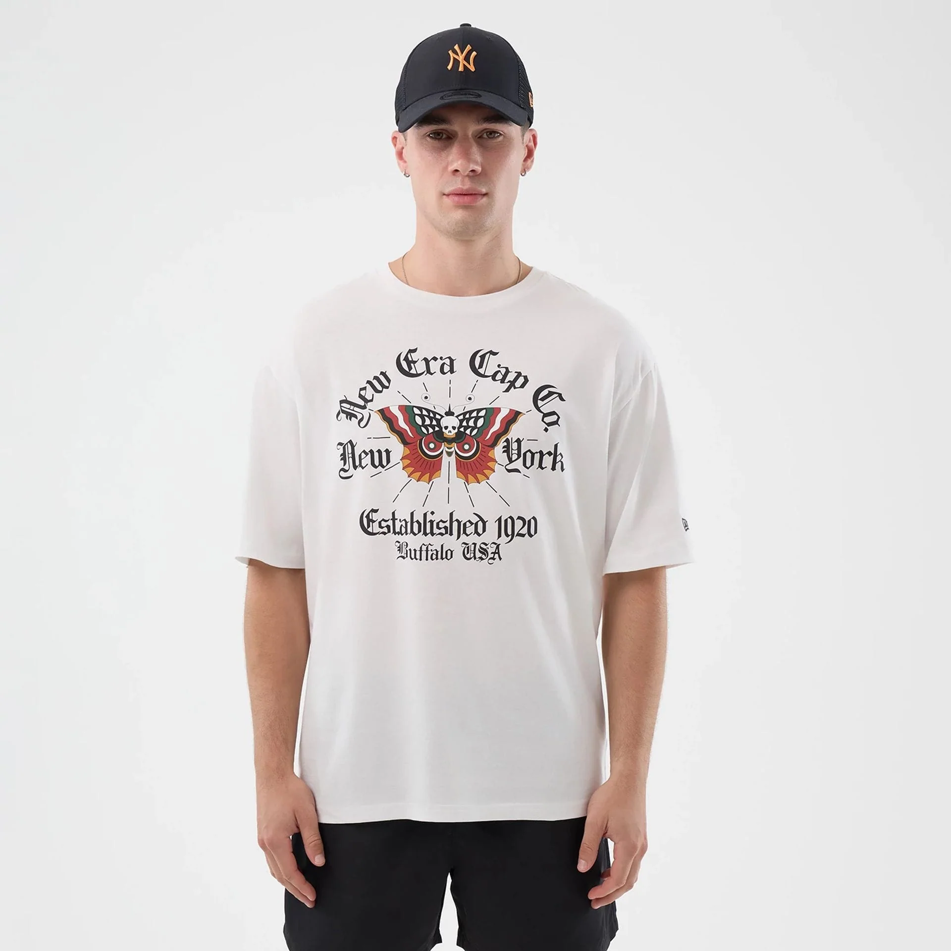 New Era Death Moth Graphic White Oversized T-Shirt
