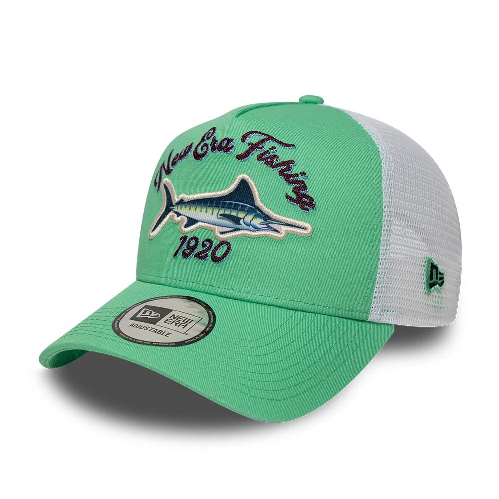 New Era Fishing Open Green 9FORTY A-Frame Trucker Adjustable Cap