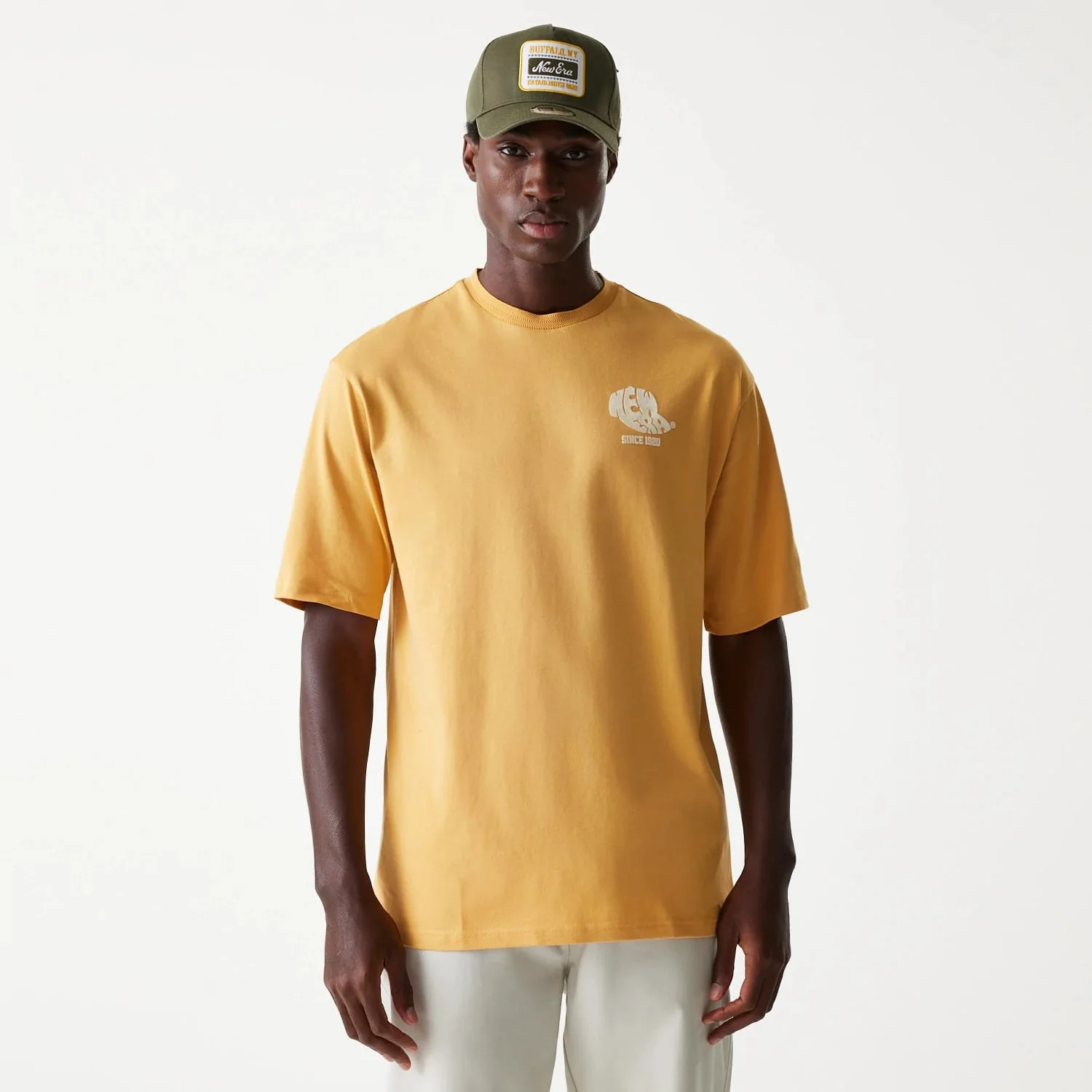 New Era Graphic Beige Oversized T-Shirt