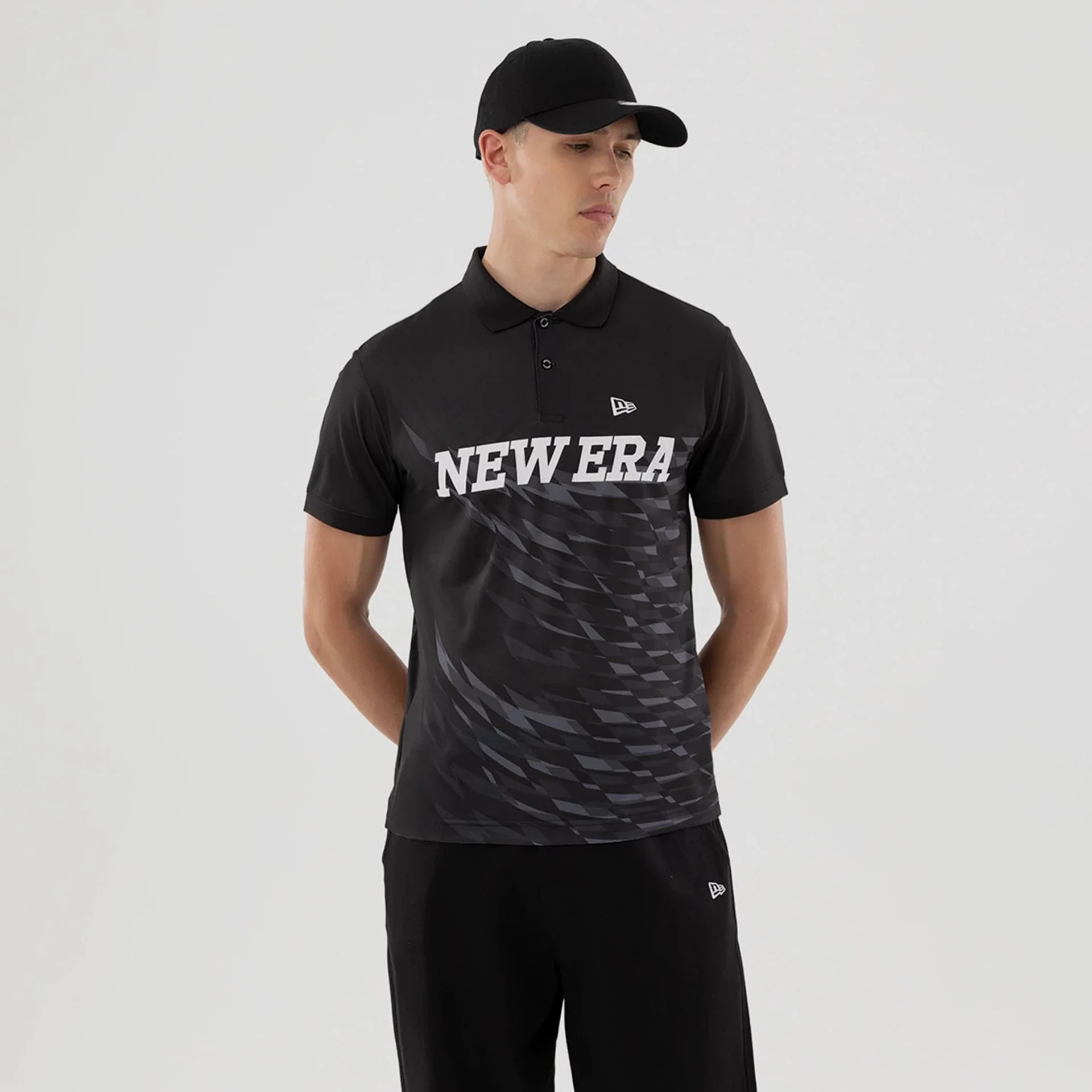 New Era Grid Black Polo T-Shirt
