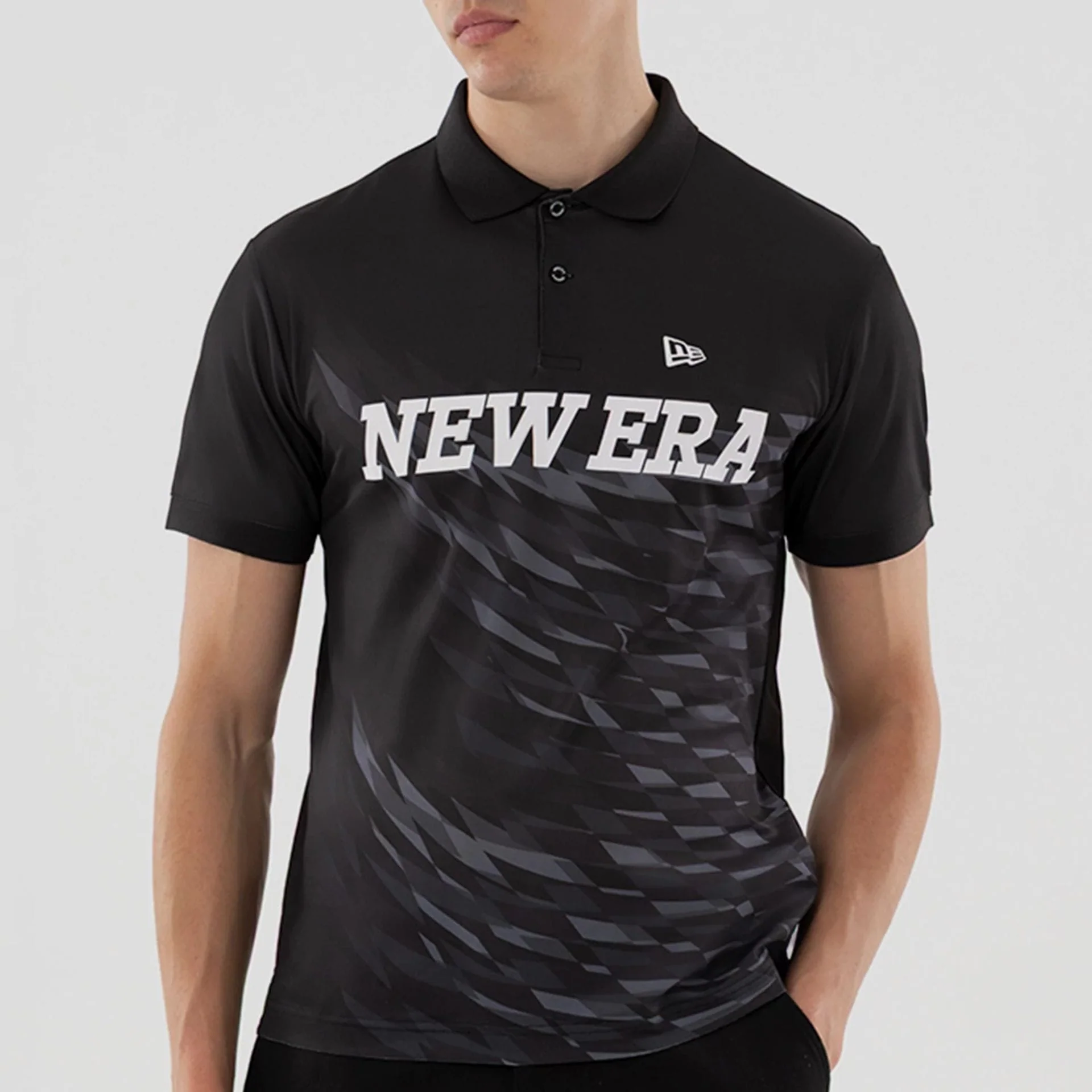New Era Grid Black Polo T-Shirt - Image 3