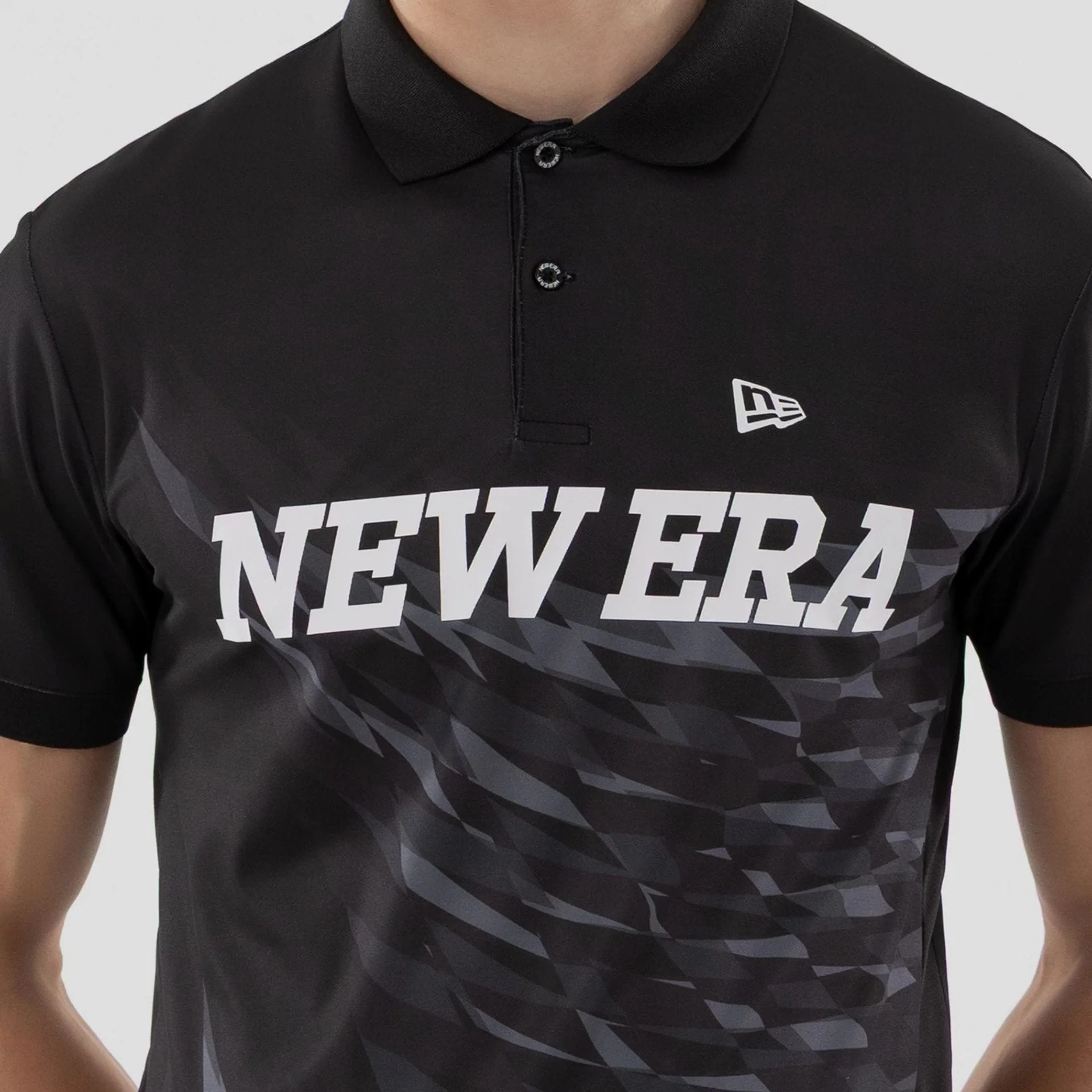 New Era Grid Black Polo T-Shirt - Image 4