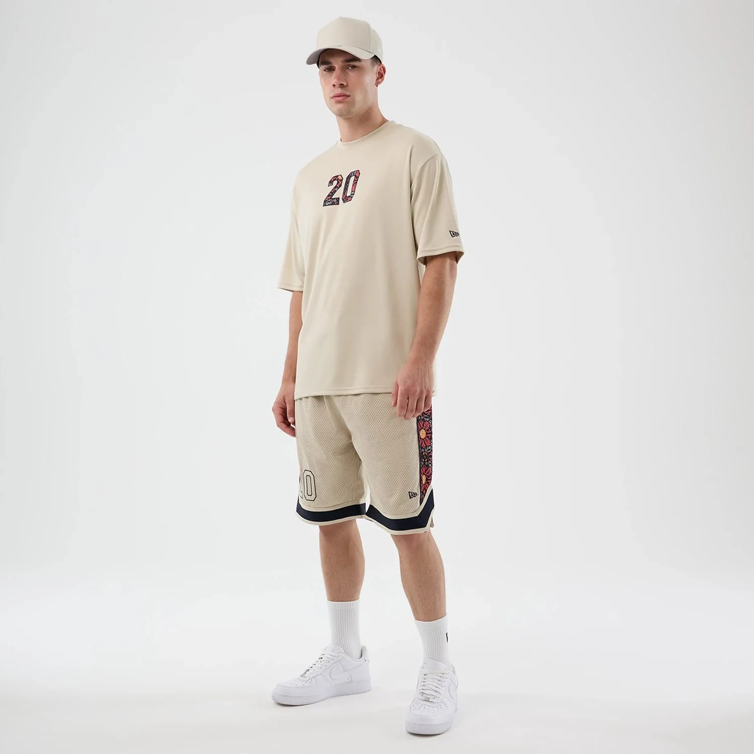 New Era Mesh Infill Light Beige Oversized T-Shirt - Image 8