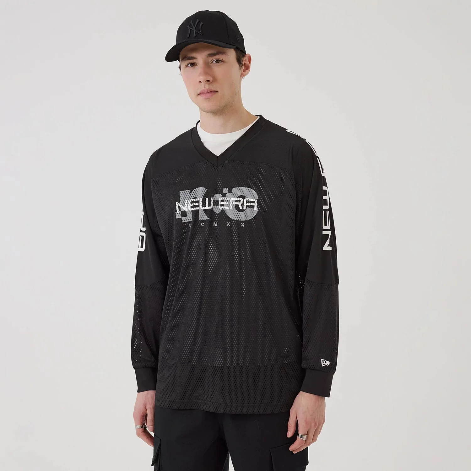 New Era NEC Logo Black Long Sleeve Jersey