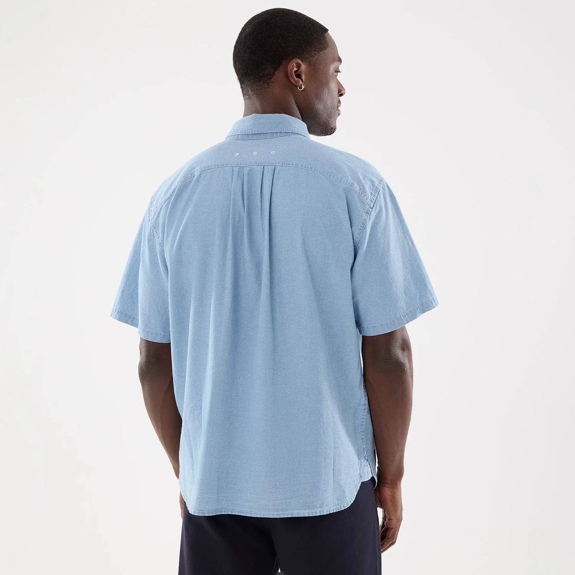 New Era Originators Chambray Bright Blue Short Sleeve Shirt - Image 2