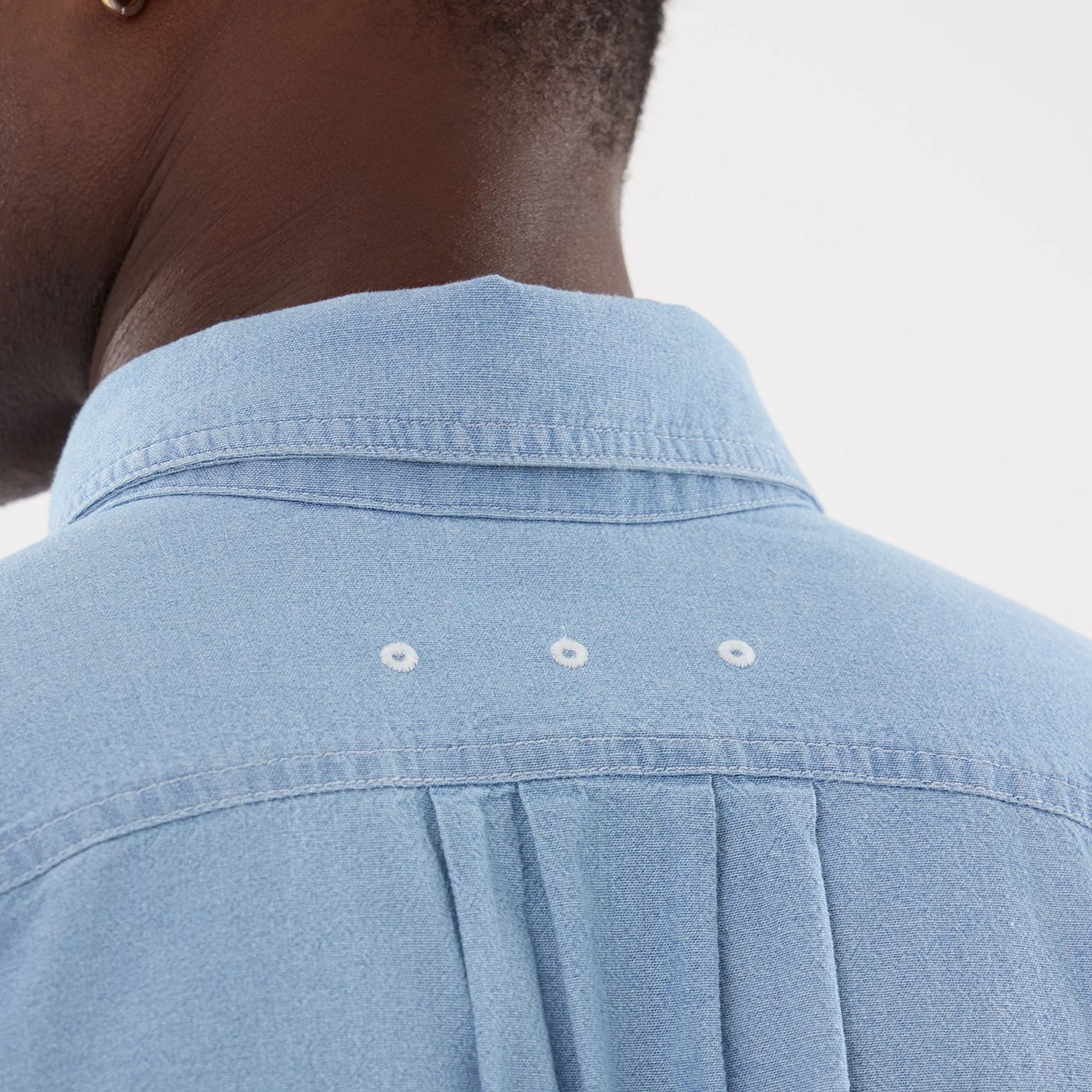 New Era Originators Chambray Bright Blue Short Sleeve Shirt - Image 7