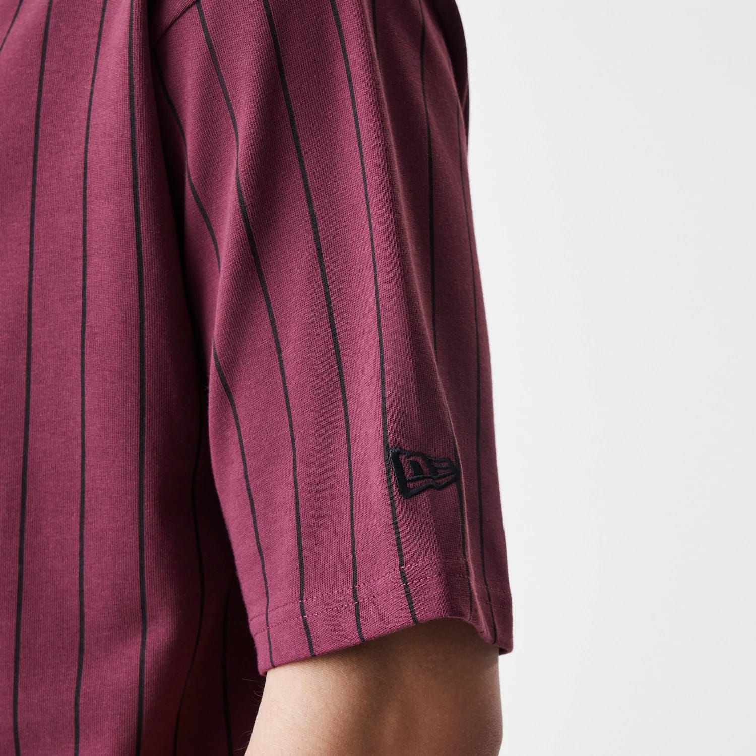 New Era Pinstripe Dark Red Oversized T-Shirt - Image 5