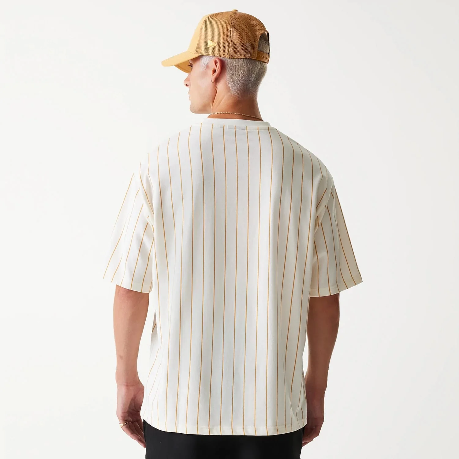 New Era Pinstripe Open White Oversized T-Shirt - Image 3