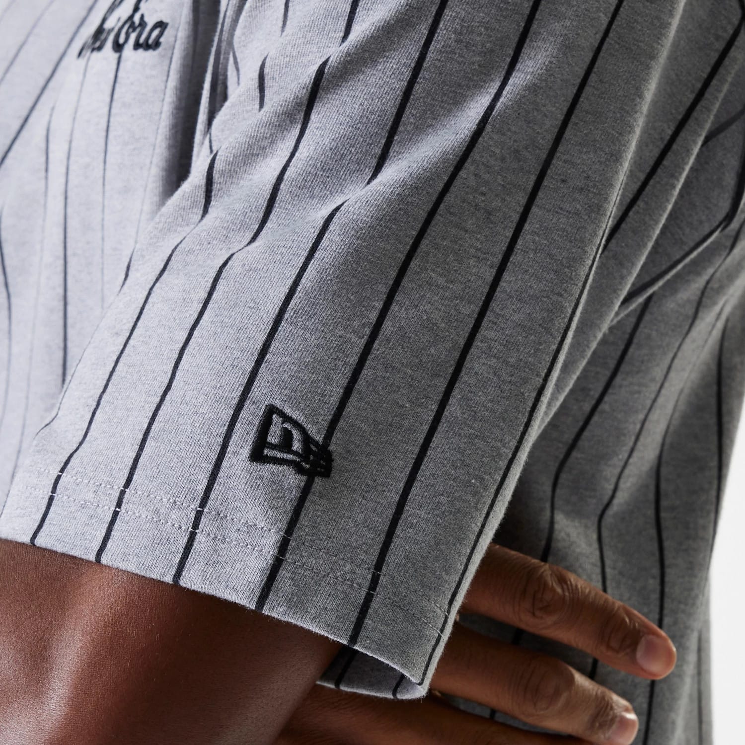 New Era Pinstripe Pastel Grey Oversized T-Shirt - Image 7