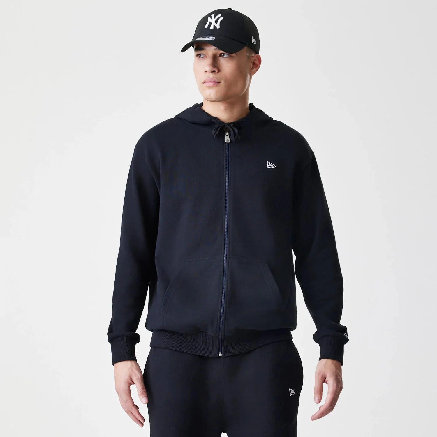 New Era Premium Essential Black Oversized Full Zip Hoodie